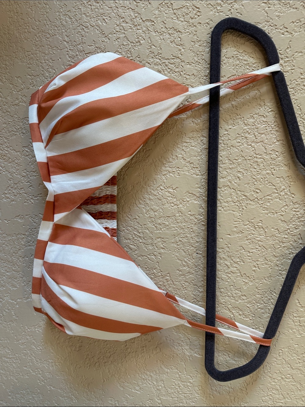 Cherley set Rust and White Striped Button-Up Top with Bralette - Picture 4 of 5